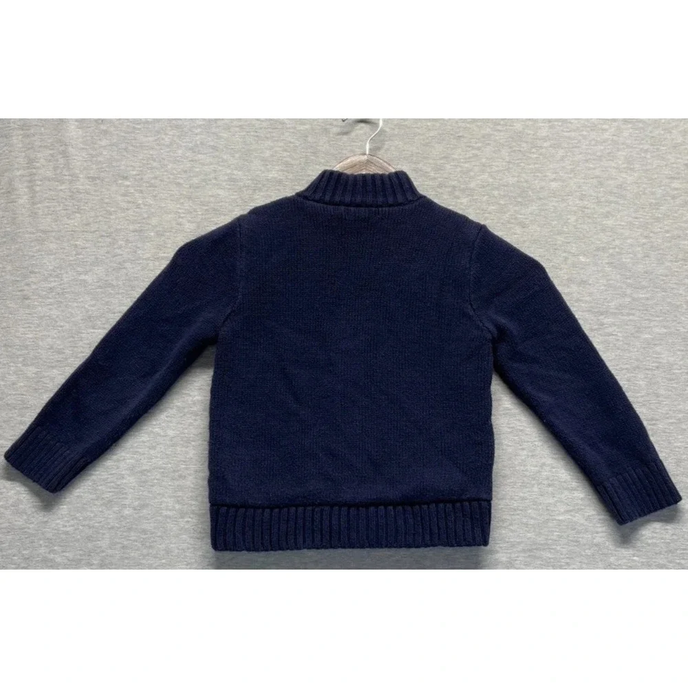 Cat & Jack Sweater Jacket Boys 4T Navy Blue Plaid Preppy Mock Neck Full Zip
